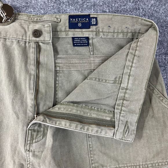 Nautica Jeans Co. Utility Pants Men's Olive Herringbone Chop Pockets - 37X29 - Picture 6 of 11